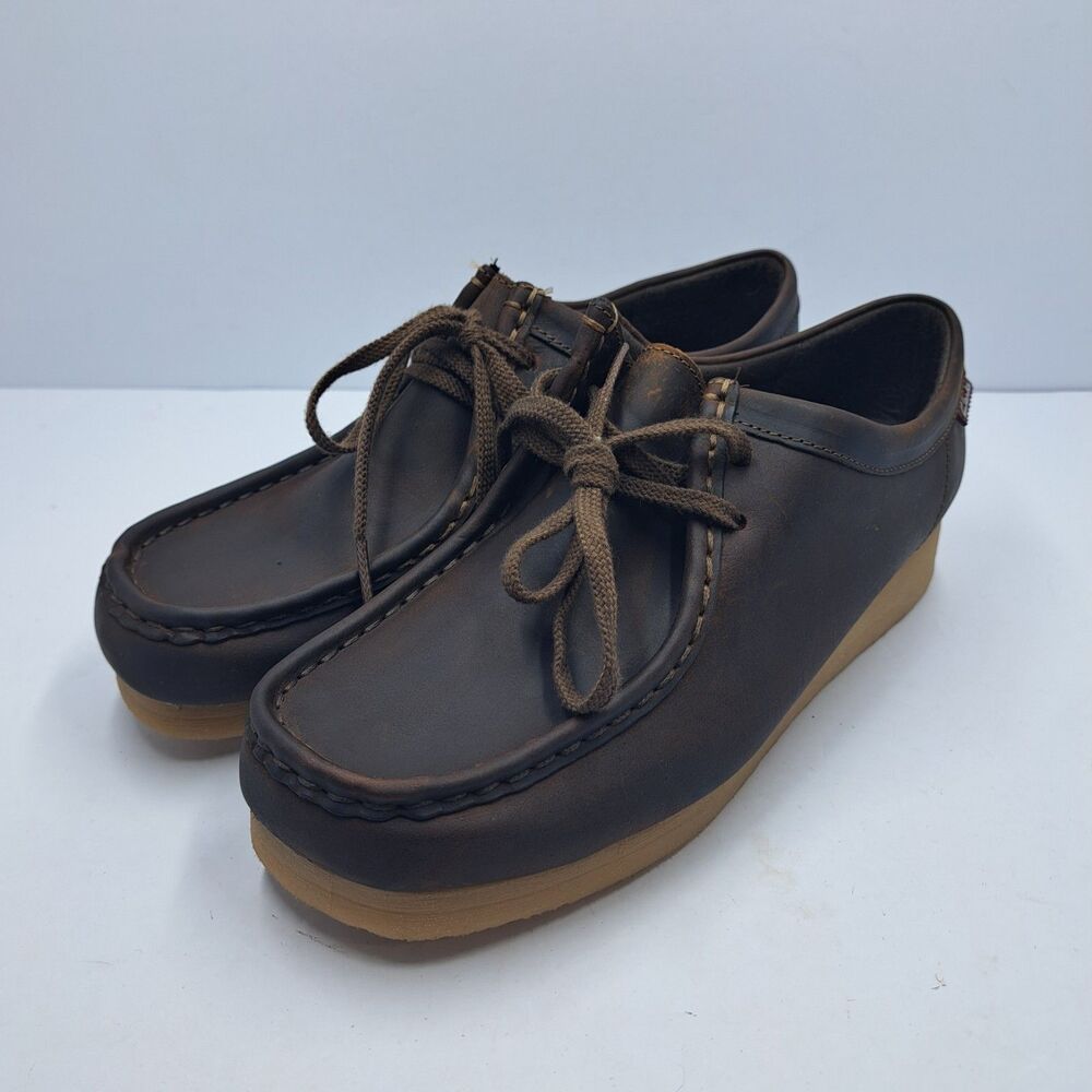 Clarks Wallabees Womens 9 Brown Leather Low Top Moccasin Leather Shoes Comfort